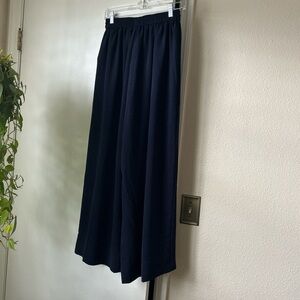 Navy Wide-Leg Pants
